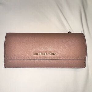 Michael Kors Blush Pink Jet Set Large Saffiano Leather Snap-Front Wallet
